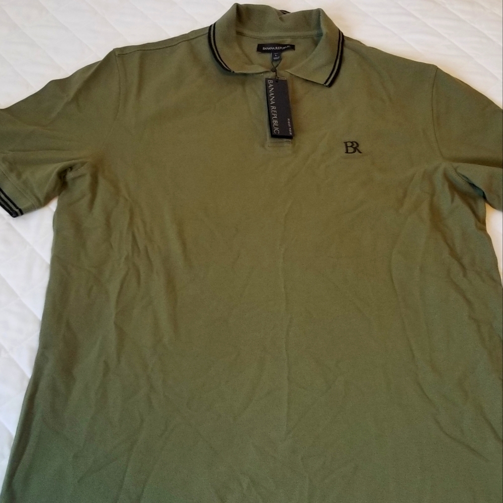 Banana Republic NWT light green pique polo, sz large Tall.